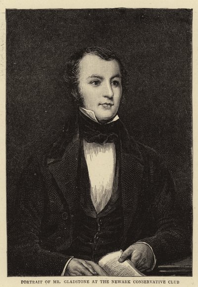 Porträt von Mr. Gladstone im Newark Conservative Club von English School