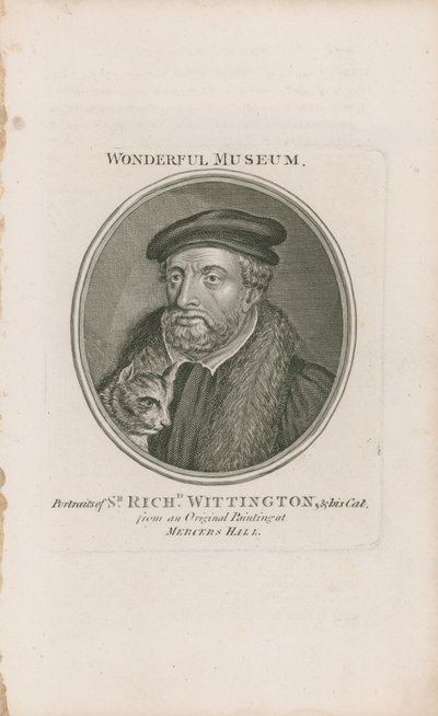 Porträt von Sir Richard Whittington und seiner Katze von English School