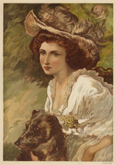Porträt einer jungen Frau mit einem Hund von English School