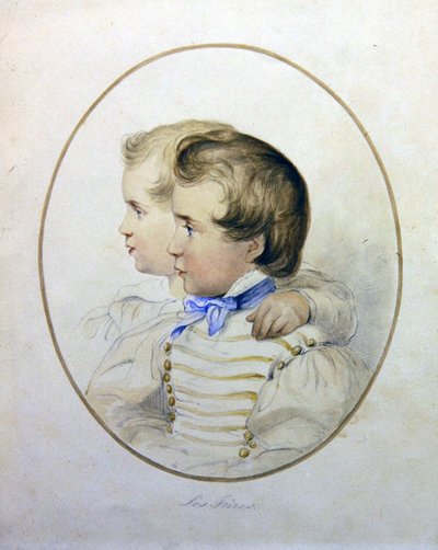 Porträt von zwei Brüdern in Militäruniform, ca. 1840 von English School