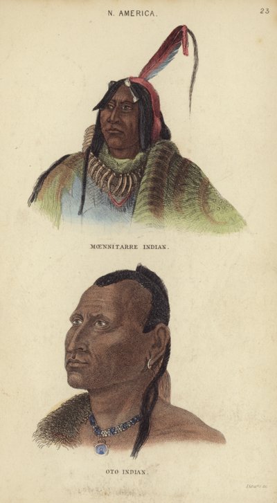 Porträts eines Moenitarre-Indianers und eines Oto-Indianers von English School