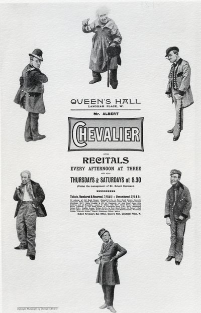 Plakat zur Werbung für Albert Chevaliers Rezital in der Queen