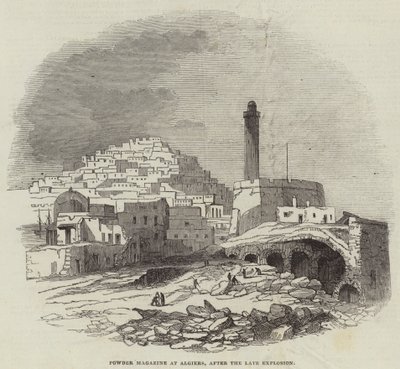 Pulvermagazin in Algier, nach der letzten Explosion (Stich) von English School