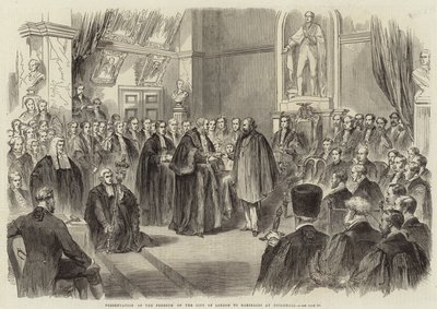 Verleihung der Ehrenbürgerwürde der Stadt London an Garibaldi im Guildhall von English School