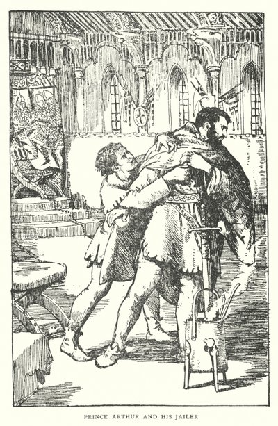 Prinz Arthur und sein Gefängniswärter (Lithografie) von English School