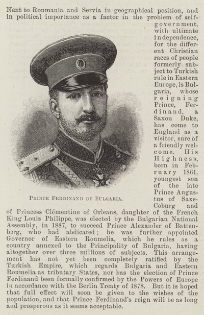 Prinz Ferdinand von Bulgarien (Stich) von English School