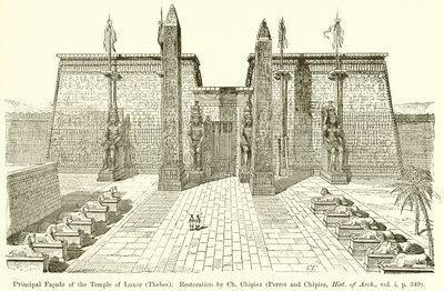 Hauptfassade des Tempels von Luxor (Theben) (Restaurierung von Ch. Chipiez) von English School