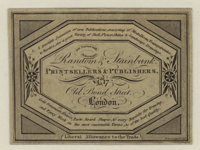 Druckverkäufer und Verleger, Random & Stainbank, Visitenkarte von English School
