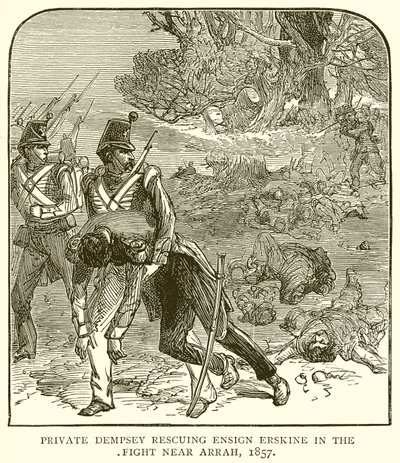 Private Dempsey rettet Fähnrich Erskine im Kampf bei Arrah, 1857 von English School
