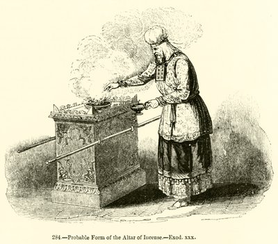 Wahrscheinliche Form des Räucheraltars, Exodus xxx (Stich) von English School
