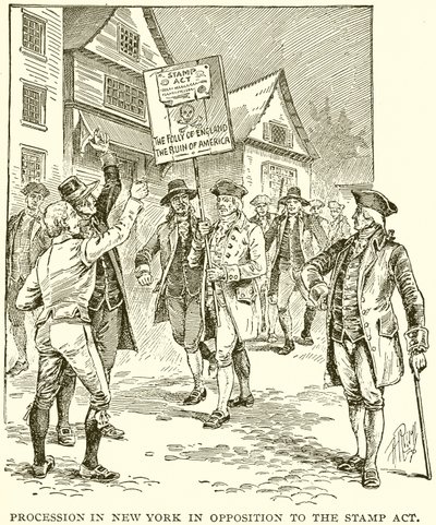 Prozession in New York gegen das Stempelgesetz von English School