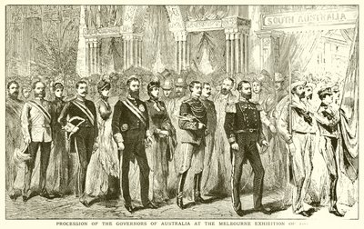 Prozession der Gouverneure von Australien bei der Ausstellung in Melbourne 1888 von English School