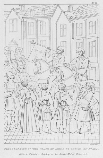 Proklamation des Friedens von Arras in Reims, 2. Oktober 1435 (Gravur) von English School