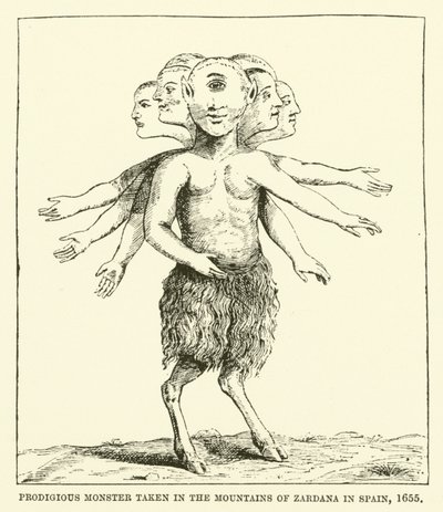 Wunderbares Monster in den Bergen von Zardana in Spanien gefangen, 1655 von English School