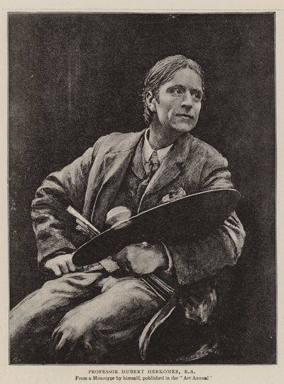 Professor Hubert Herkomer, RA (Lithografie) von English School