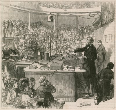 Professor Tyndall hält einen Vortrag an der Royal Institution, 1870 von English School