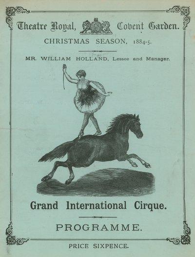 Programm für das Theatre Royal, Covent Garden, London, Weihnachtssaison 1884-85 von English School