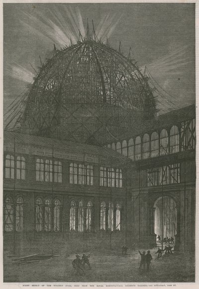 Fortschritt am International Exhibition Building; Nachteffekt der westlichen Kuppel von English School