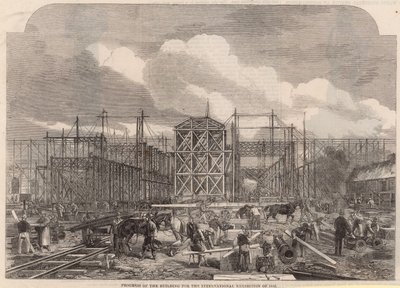 Fortschritt am Internationalen Ausstellungsgebäude von 1862 von English School
