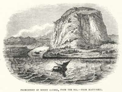 Vorgebirge des Berges Karmel, vom Meer aus, nach Maundrell (Gravur) von English School