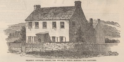 Prospect Cottage, Jersey: das Haus, in dem Frederick George Manning gefangen genommen wurde (Gravur) von English School