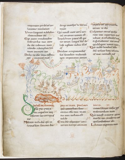 Psalm 6 aus dem Harley Psalter, Harley MS 603 f.3v von English School