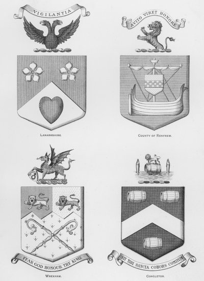 Wappen: Lanarkshire; Grafschaft Renfrew; Wrexham; Congleton von English School