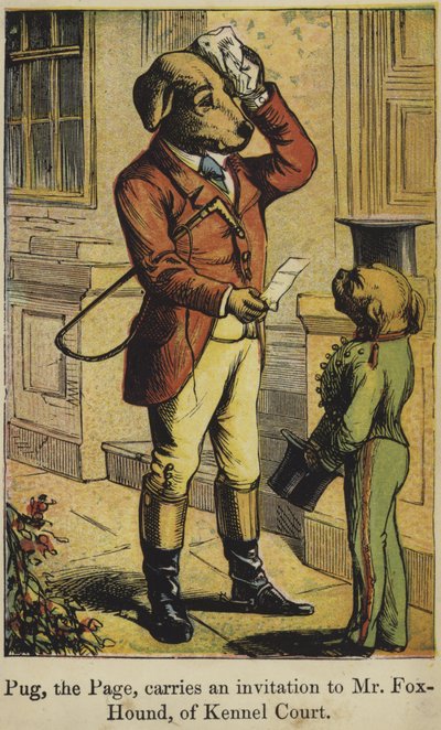 Pug der Page überbringt eine Einladung an Mr. Fox-Hound von Kennel Court von English School