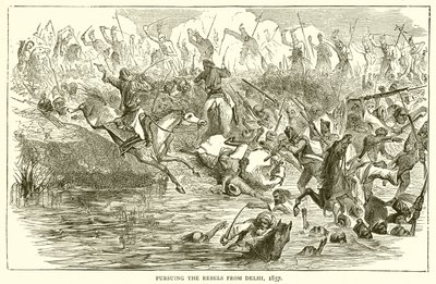 Verfolgung der Rebellen aus Delhi, 1857 von English School