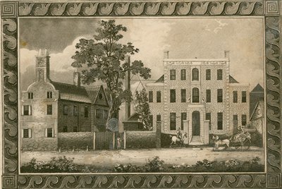 Putney-Schule, London; Gravuren von 1805 von W. Harding und signiert von Rev. William Carmalt von English School