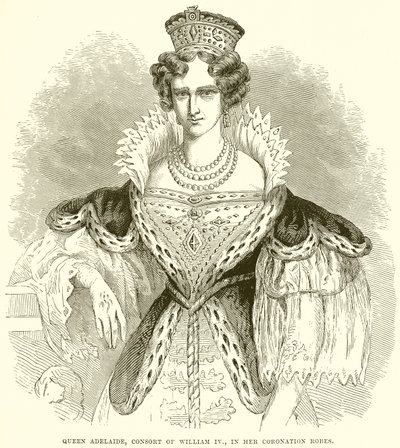 Königin Adelaide, Gemahlin von William IV, in ihren Krönungsroben von English School