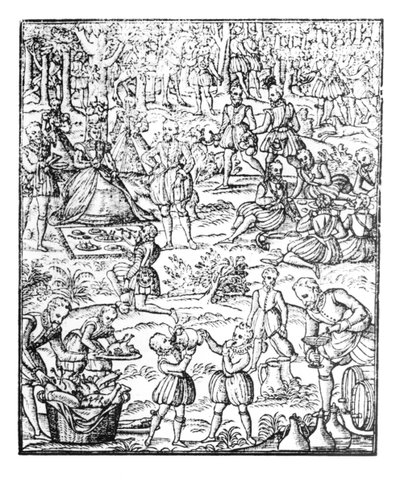 Königin Elisabeth I. bei einem Jagdpicknick, Platte aus 