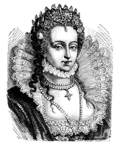 Königin Elisabeth I. (Farblithografie) von English School
