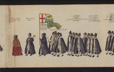 Begräbnisprozession von Königin Elisabeth I. (kolorierte Gravur) von English School