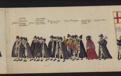 Begräbnisprozession von Königin Elisabeth I. (kolorierte Gravur) von English School