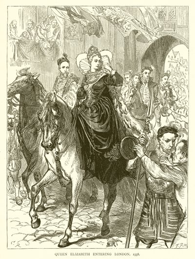Königin Elisabeth zieht in London ein, 1558 von English School