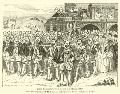 Königin Elizabeths Besuch im Hunsdon House, 1571 von English School