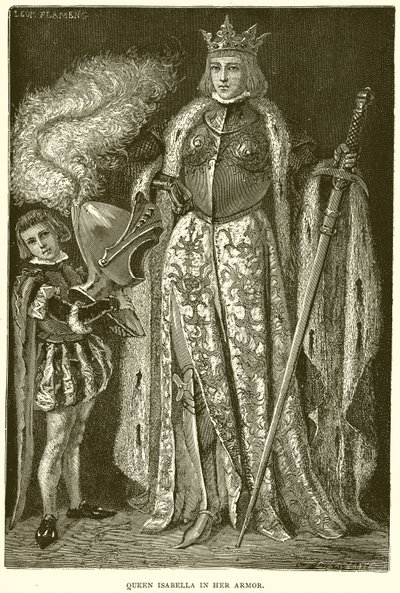 Königin Isabella in ihrer Rüstung von English School