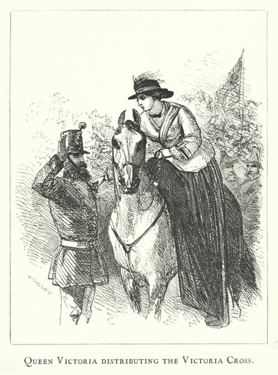 Königin Victoria verteilt das Victoria-Kreuz (Gravur) von English School
