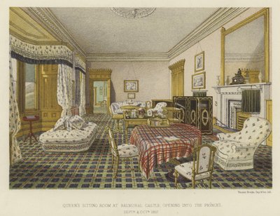 Königin Victorias Wohnzimmer im Balmoral Castle, das in das Prinzenzimmer führt von English School