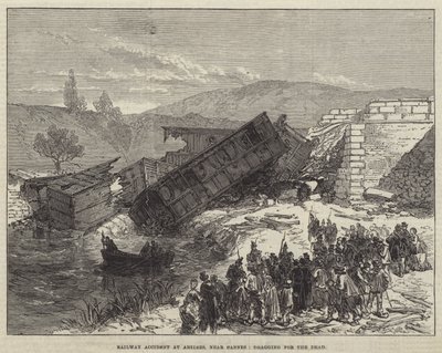 Eisenbahnunfall in Antibes, nahe Cannes, Bergung der Toten von English School