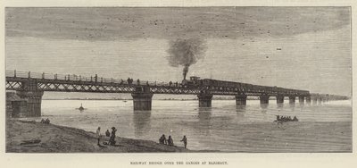 Eisenbahnbrücke über den Ganges bei Rajghaut (Stich) von English School
