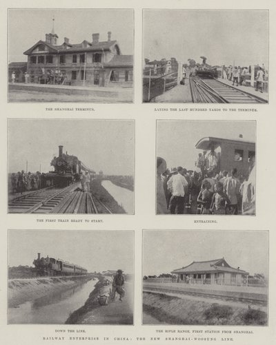 Eisenbahnunternehmen in China, die neue Shanghai-Woosung-Linie (Gravur) von English School