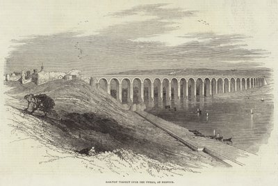 Eisenbahnviadukt über den Tweed bei Berwick (Stich) von English School
