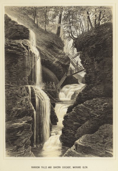 Regenbogenfälle und Höhlenkaskade, Watkins Glen von English School