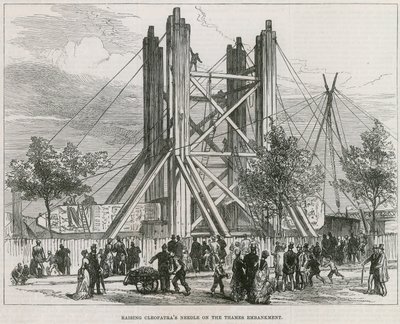 Aufrichten von Cleopatras Nadel an der Thames Embankment von English School