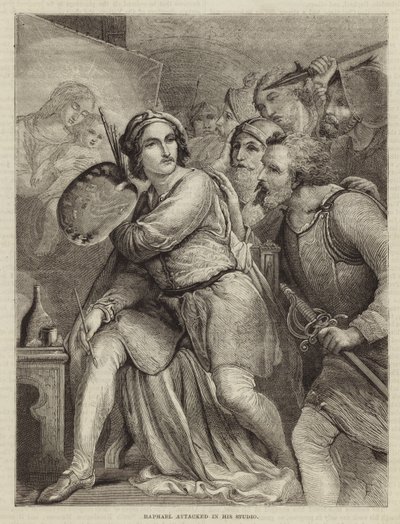 Raphael in seinem Atelier angegriffen von English School