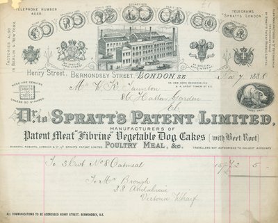 Quittung für Dr. Spratts Patent Limited von English School