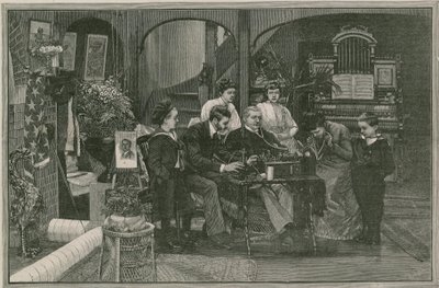 Empfang einer Nachricht aus Amerika durch Edisons Phonograph von English School