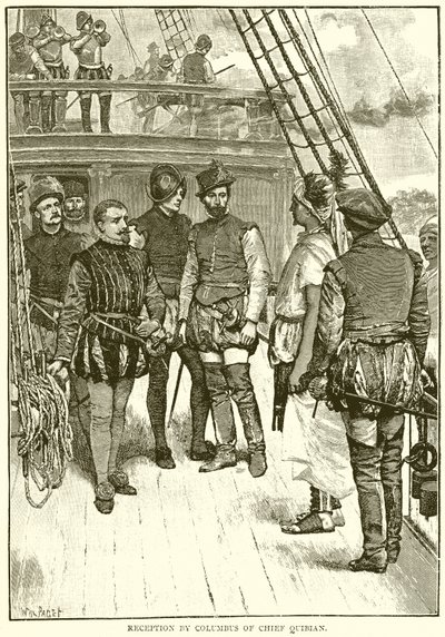 Empfang von Häuptling Quibian durch Kolumbus von English School